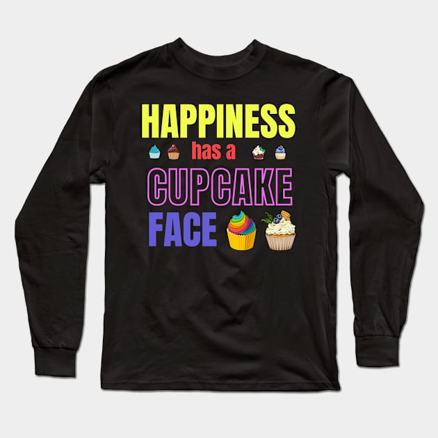 Happiness has a cupcake face Long Sleeve T-Shirt by Studio468